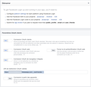 Facebook for developers : Product Setup : Facebook Login